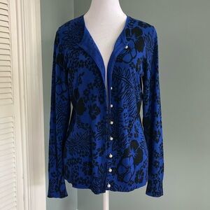 Y2K Black & Blue Cardigan with Floral Design